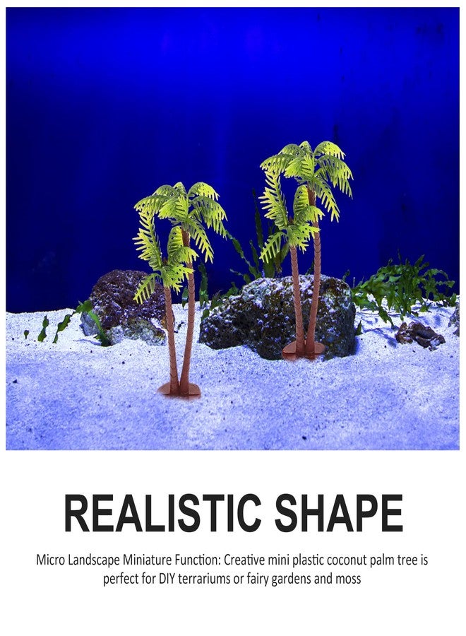 SHINEOFI 5pcs Miniature Palm Tree Decor, Artificial Tropical Coconut for Micro Landscape Plastic Palm Trees for Cake Topper Aquarium Diorama Supplies - Image 3